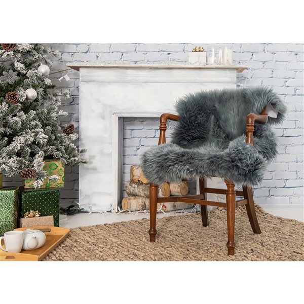 Natural 2-ft x 3-ft Grey Rectangular Indoor Sheepskin Rug