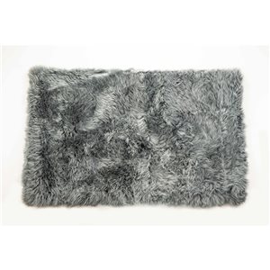 Tapis décoratif intérieur en peau de mouton rectangulaire par Natural, 3 pi x 5 pi, gris