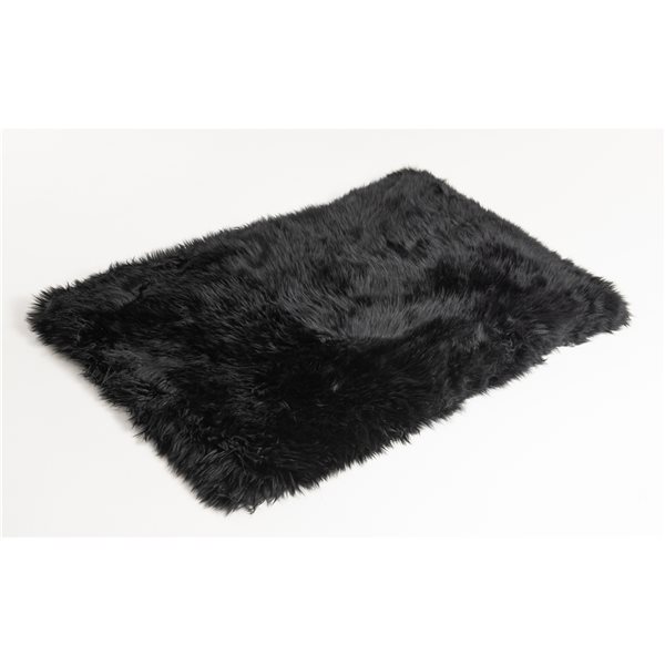 Natural 2-ft x 3-ft Black Rectangular Indoor Sheepskin Rug