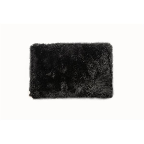 Tapis décoratif intérieur en peau de mouton rectangulaire par Natural, 2 pi x 3 pi, noir