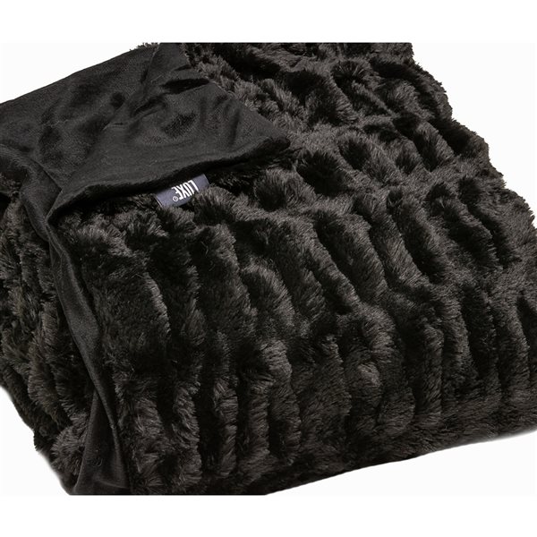 Luxe Faux Fur Signature Cony Black 50-in x 60-in Polyester Throw