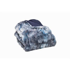 Jeté en polyester Signature de 50 po x 60 po par Luxe Faux Fur, bleu daman