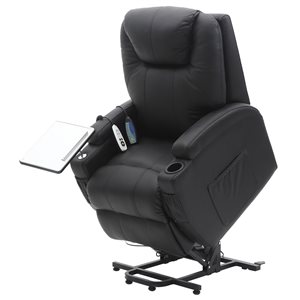 EZee Life Mercury Black Leather 2-Motor Powered Reclining Lift Chair