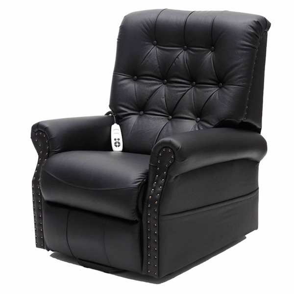 EZee Life Neptune Black Leather 2-Motor Powered Reclining Lift Chair