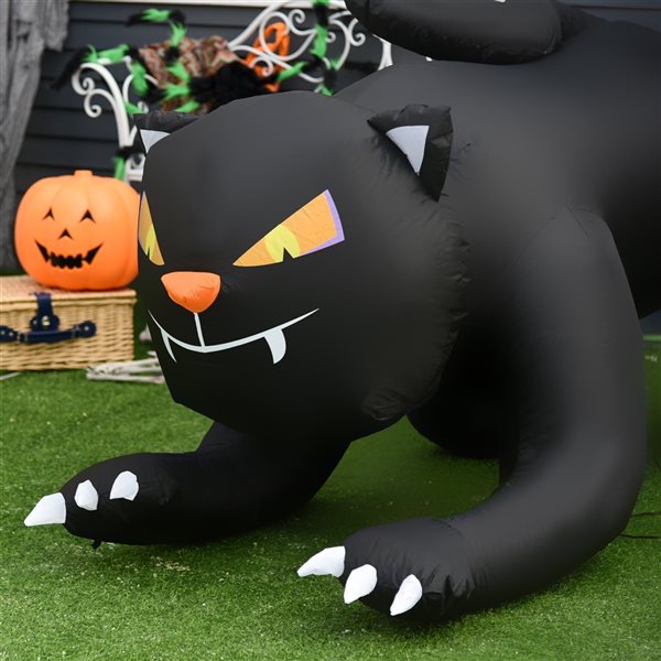 HomCom 3.93-ft x 6.17-ft Internal Light Black Cat Halloween Inflatable