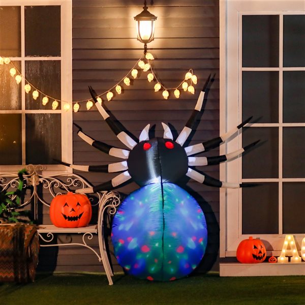 HomCom 1.91-ft x 5.25-ft Internal Light Spider Halloween Inflatable