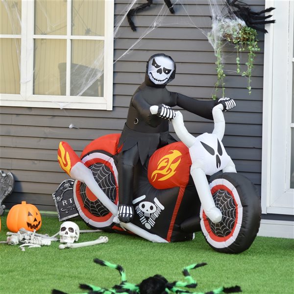 HomCom 3.93-ft x 5.83-ft Internal Light Grim Reaper Halloween Inflatable