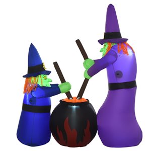 HomCom 5.5-ft x 5.58-ft Internal Light Witches Halloween Inflatable
