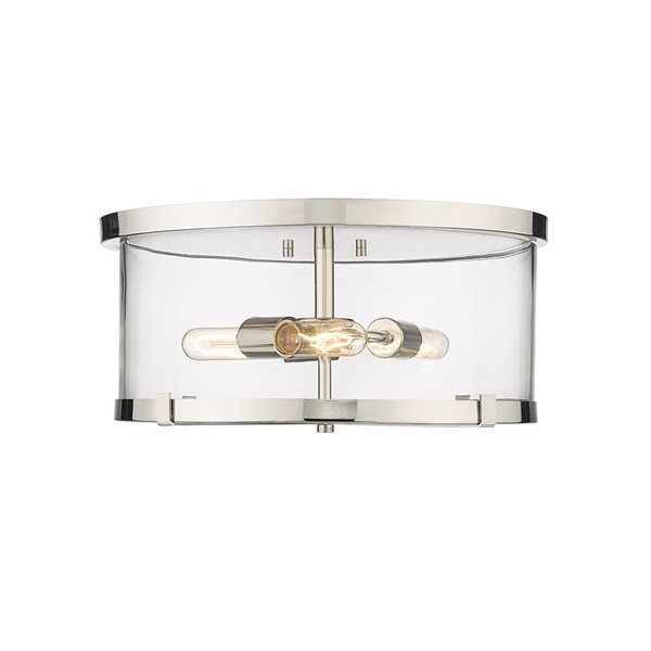 Z-Lite Callista 16.5-in Polished Nickel Transitional Halogen Flush Mount Light