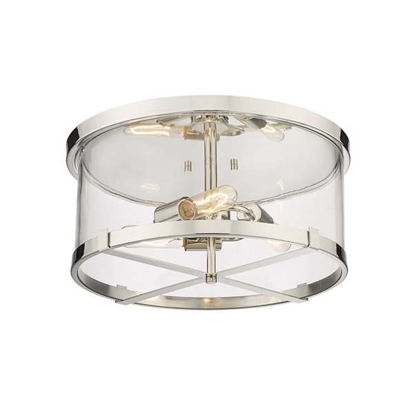 Z-Lite Callista 16.5-in Polished Nickel Transitional Halogen Flush Mount Light