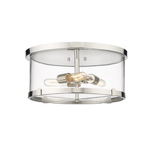 Z-Lite Callista 16.5-in Polished Nickel Transitional Halogen Flush Mount Light