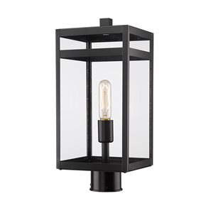 Z-Lite Nuri 100-Watt 17.75-in Black Transitional Post Light