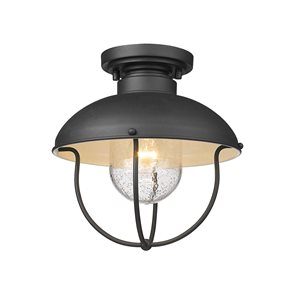 Z-lite Ansel 11-in W Black Hardwired Outdoor Flush Mount Light