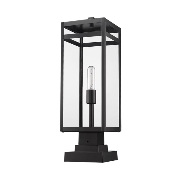 Z-Lite Nuri 100-Watt 23-in Black Transitional Post Light