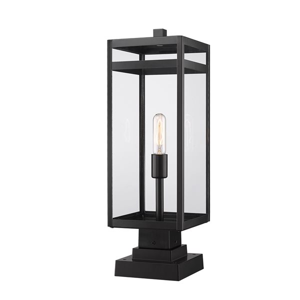Z-Lite Nuri 100-Watt 23-in Black Transitional Post Light