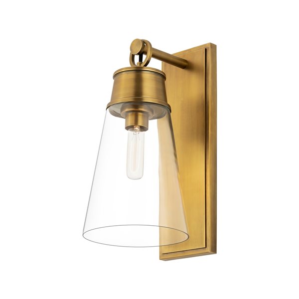 Z-Lite Wentworth 7.5-in W 1-Light Rubbed Brass Transitional Wall Sconce