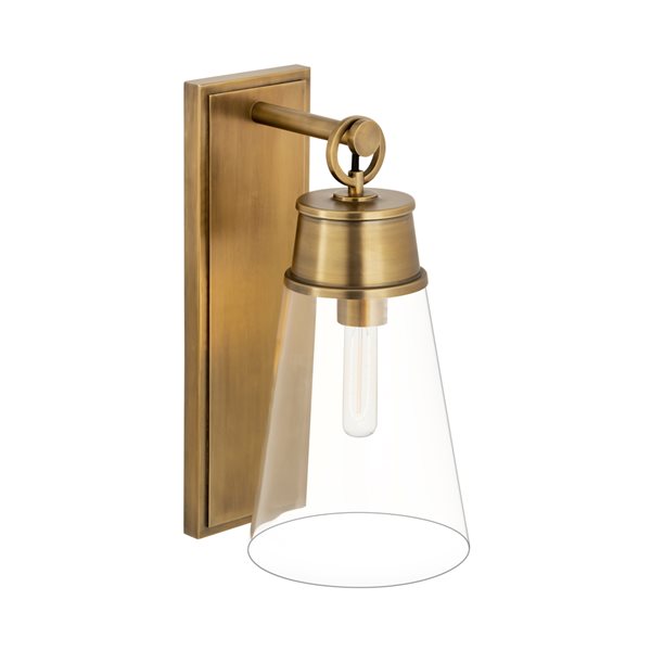 Z-Lite Wentworth 7.5-in W 1-Light Rubbed Brass Transitional Wall Sconce