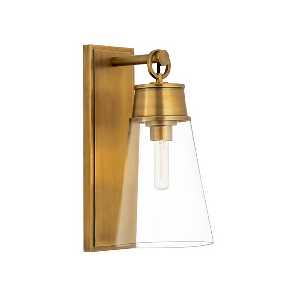 Z-Lite Wentworth 7.5-in W 1-Light Rubbed Brass Transitional Wall Sconce