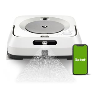 Robot laveur de plancher blanc Braava Jet m6 par iRobot à recharge automatique