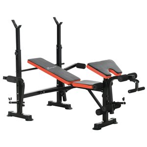 Banc de musculation en acier noir et rouge par Soozier à 3 positions