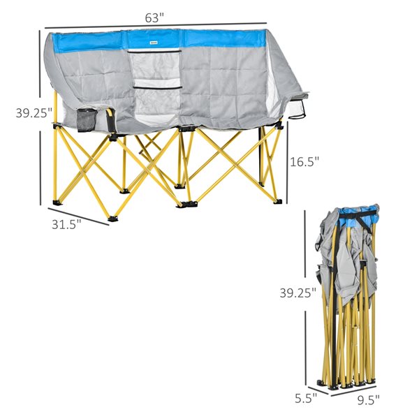 Outsunny Grey/Blue Folding Camping Chair