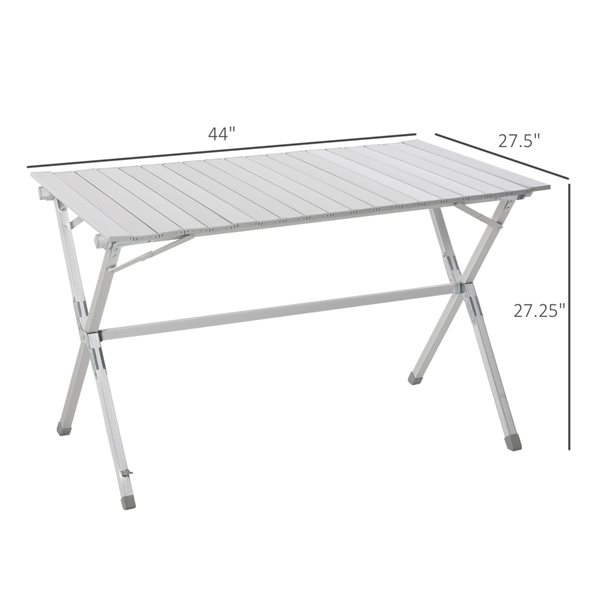 Outsunny 27.5-in x 44-in Outdoor Rectangle Aluminum Silver Folding Table