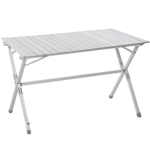 Outsunny 27.5-in x 44-in Outdoor Rectangle Aluminum Silver Folding Table