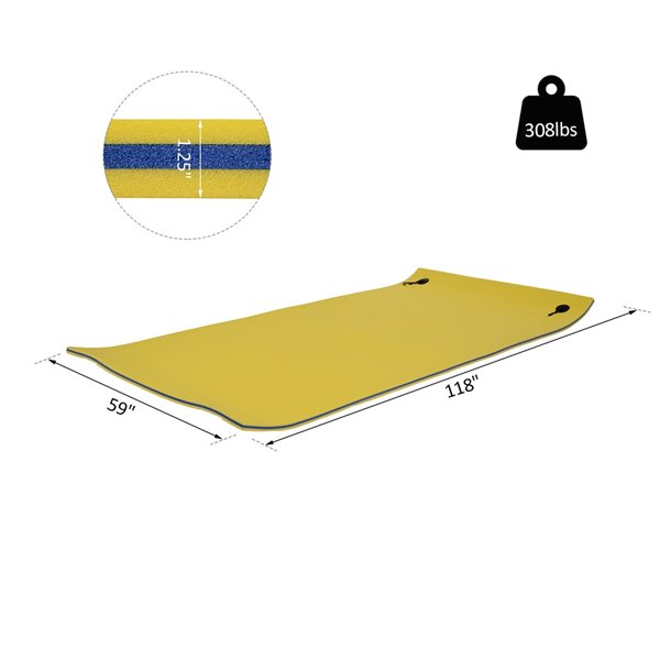 HOMCOM 3-Seat Yellow Foam Raft