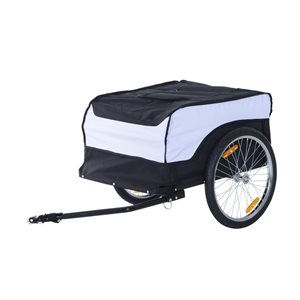 HomCom Steel Bicycle Trailer with White and Black Cover