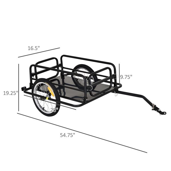 Remorque de vélo Aosom noire en acier