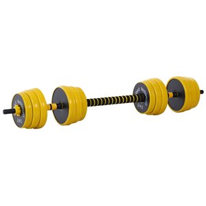 Ensemble d'haltères ajustables par Soozier jaune de 29 lb, 10 pièces