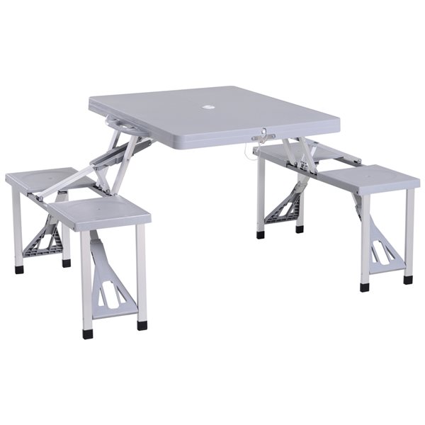 Outsunny 32.25-in x 53.25-in Outdoor Rectangle Plastic Grey Folding Picnic Table