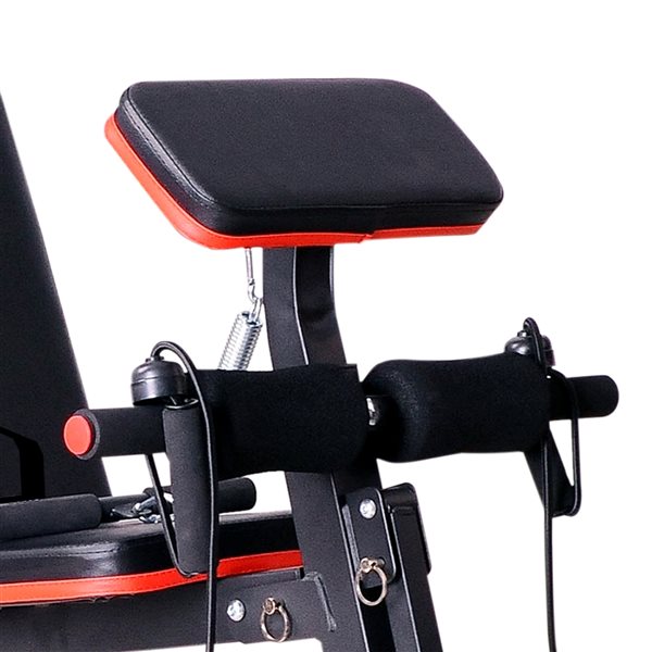 Soozier Black/Red Steel 7-Position Adjustable Weight Bench