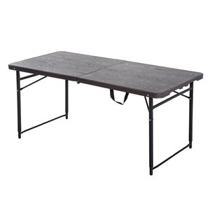 Outsunny 24-in x 48-in Outdoor Rectangle Plastic Brown Folding Table