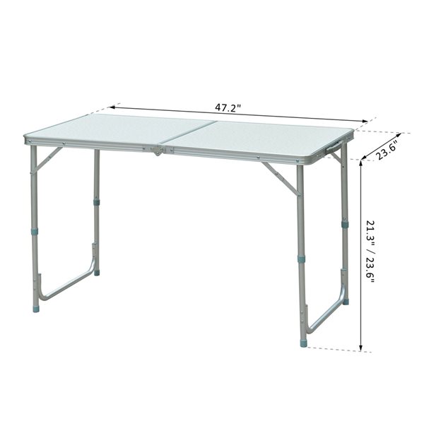 Outsunny 23.6-in x 47.2-in Outdoor Rectangle Wood White Folding Table