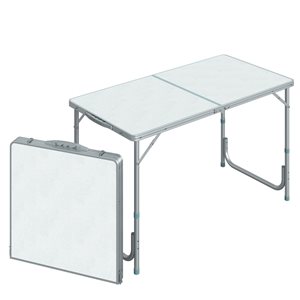 Table pliante d'extérieur blanche Outsunny rectangulaire en MDF de 23,6 po x 47,2 po