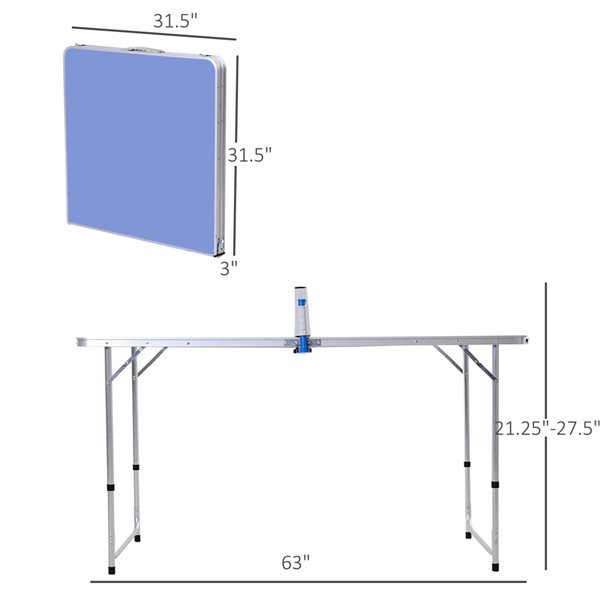 Outsunny 63-in Indoor/Outdoor Freestanding Ping Pong Table