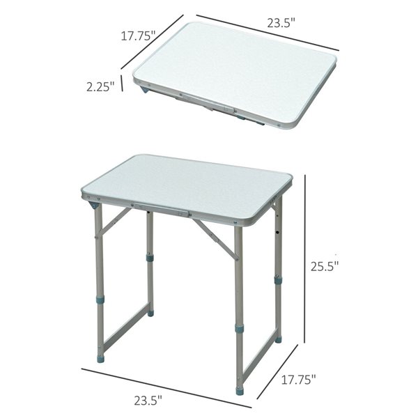 Outsunny 17.75-in x 23.5-in Outdoor Rectangle Wood Silver Folding Table