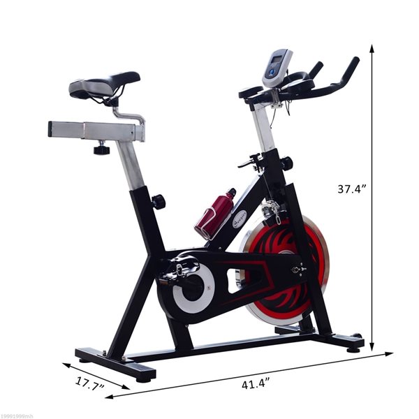 Soozier Black and Red Indoor Cycling Bike with LCD Screen