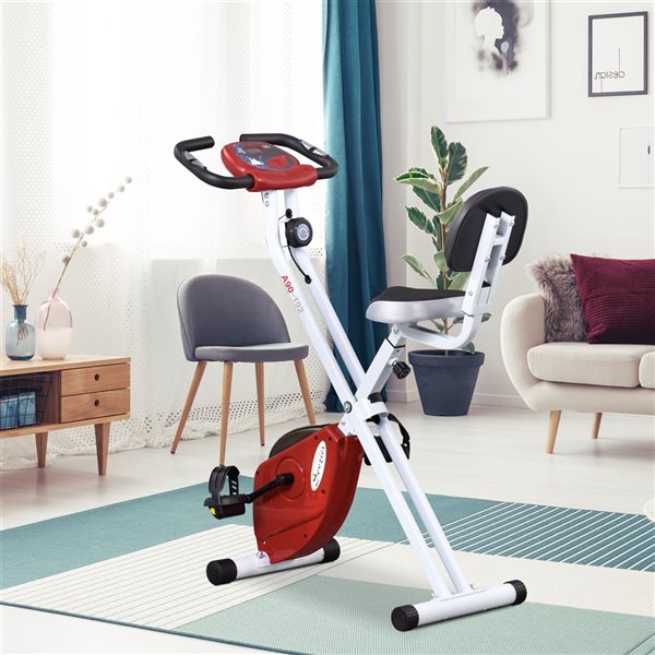 Soozier Foldable Red Upright Exercise Bike