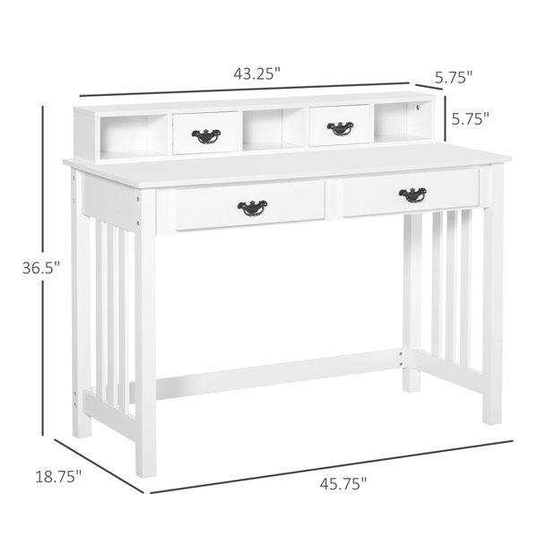 HOMCOM 45.75-in White Modern/Contemporary Writing Desk