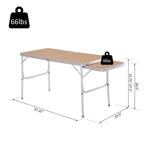 Outsunny 23.5-in x 47.25-in Outdoor Rectangle Wood Folding Table