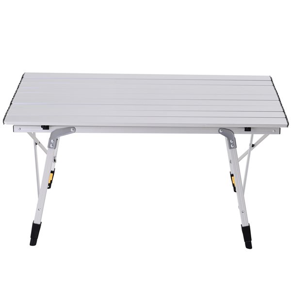 Outsunny 21-in x 35.5-in Outdoor Rectangle Aluminum Silver Folding Table