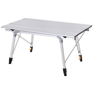 Table pliante d'extérieur argentée Outsunny rectangulaire en aluminium de 21 po x 35,5 po