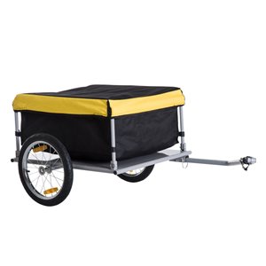 Aosom Steel Bicycle Trailer with Yellow and Black Cover