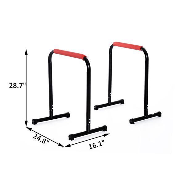 Soozier Black/Red Steel Push Up Bars - Set of 2
