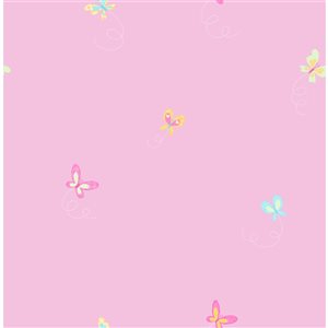 Fine Decor Paper Unpasted Josephina Pink Ditsy Butterfly Wallpaper