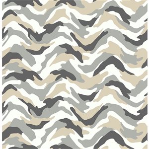 Brewster Non-woven Unpasted Stealth Grey Camo Wave Wallpaper