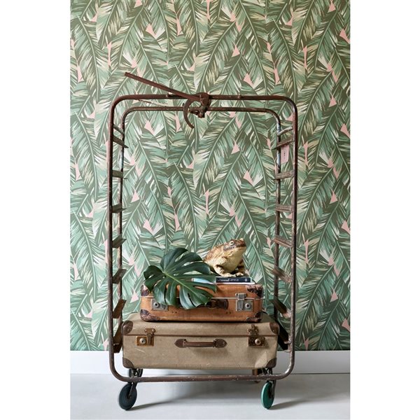 ESTA Home Non-woven Unpasted Dumott Olive Tropical Leaves Wallpaper