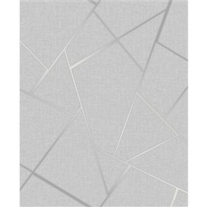 Fine Decor Vinyl Unpasted Quartz Silver Fractal Wallpaper